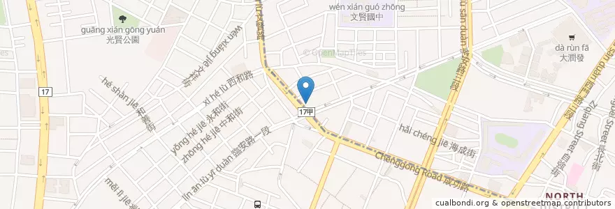 Mapa de ubicacion de 嘉義火雞肉飯 en Tayvan, 臺南市, 北區.