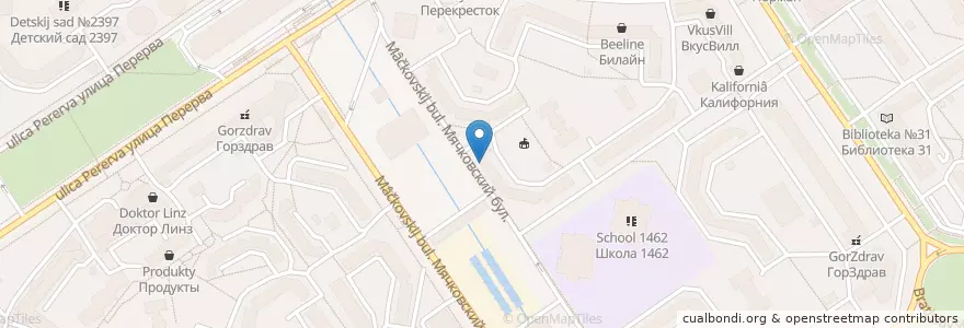 Mapa de ubicacion de Горздрав en ロシア, 中央連邦管区, モスクワ, Юго-Восточный Административный Округ, Район Марьино.