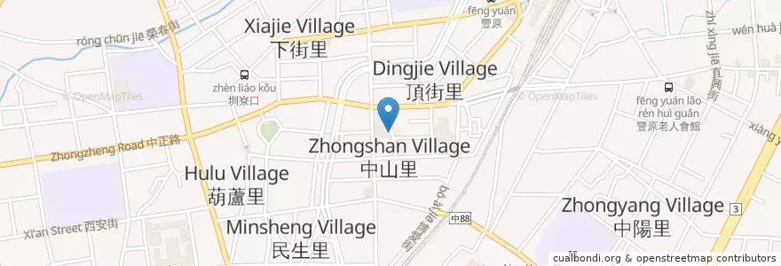 Mapa de ubicacion de 永芳亭大象肉粽 en تايوان, تاي شانغ, 豐原區.