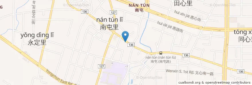 Mapa de ubicacion de 米吉米食天地 en Taïwan, Taichung, 南屯區.