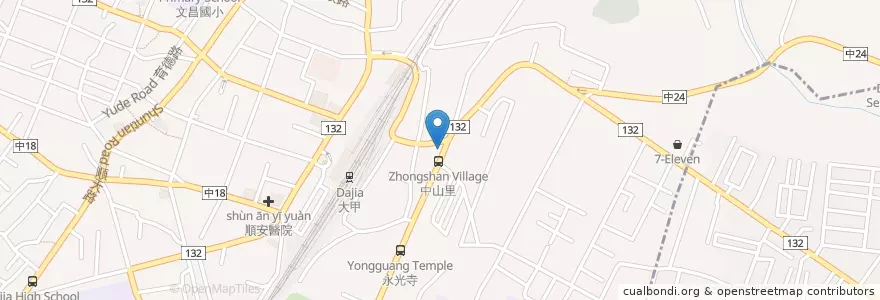 Mapa de ubicacion de 肉粽塗傳統小吃 en 台湾, 台中市, 大甲区.