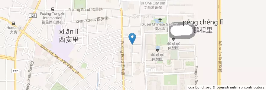 Mapa de ubicacion de 胖媽媽大腸麵線肉粽店 en تايوان, تاي شانغ, 西屯區.