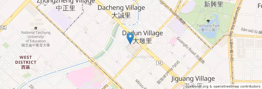 Mapa de ubicacion de 禾田古早味 en 臺灣, 臺中市, 中區.