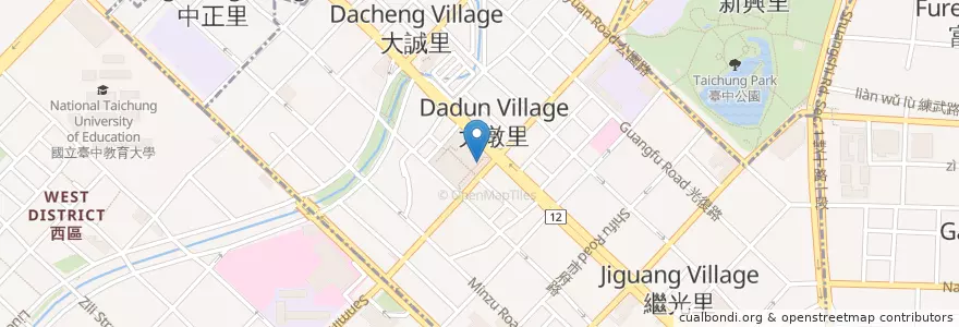 Mapa de ubicacion de 阿嬤a相思麵 en 台湾, 台中市, 中区.