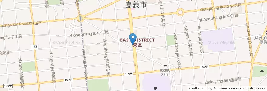 Mapa de ubicacion de 諸羅山香腸 en 臺灣, 臺灣省, 嘉義市, 嘉義縣, 東區.