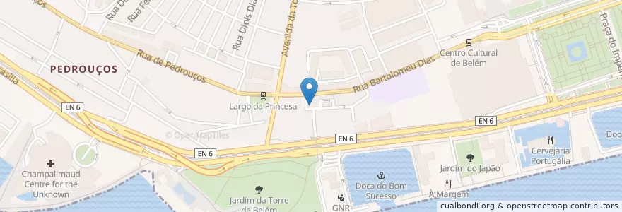 Mapa de ubicacion de Restaurante O Navegador en Portugal, Aire Métropolitaine De Lisbonne, Lisbonne, Grande Lisboa, Belém.