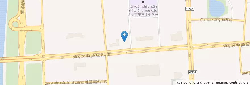Mapa de ubicacion de 浦发银行太原分行 en 중국, 산시성, 太原市, 迎泽区, 庙前街道.