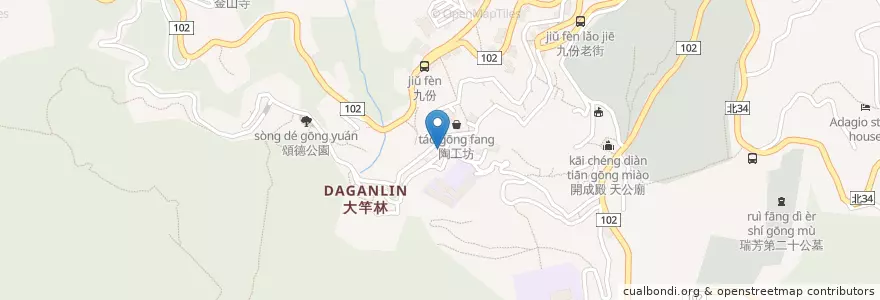 Mapa de ubicacion de 九份觀海樓 en Тайвань, Новый Тайбэй, 瑞芳區.