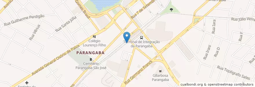 Mapa de ubicacion de Terminal Parangaba en Brazilië, Regio Noordoost, Ceará, Região Geográfica Intermediária De Fortaleza, Microrregião De Fortaleza, Fortaleza.