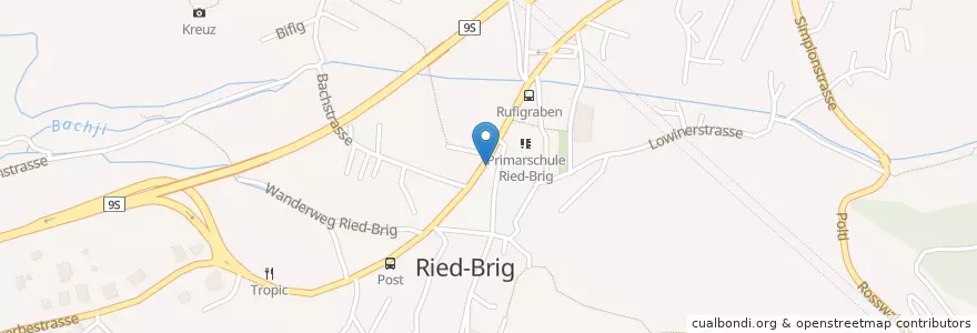 Mapa de ubicacion de Restaurant Cafe Brigerberg en Schweiz/Suisse/Svizzera/Svizra, Valais/Wallis, Brig, Ried-Brig.