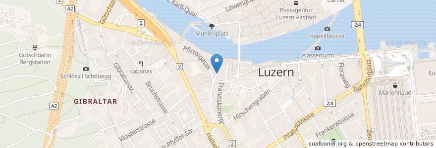 Mapa de ubicacion de Terassen-café en Schweiz/Suisse/Svizzera/Svizra, Luzern, Luzern.