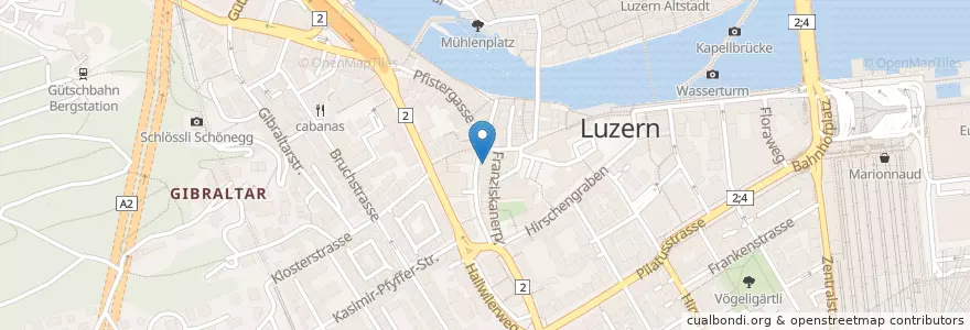 Mapa de ubicacion de Zwitscher-Bar en Швейцария, Люцерн, Luzern.