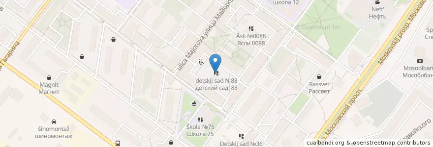 Mapa de ubicacion de детский сад N 88 en Russland, Föderationskreis Zentralrussland, Oblast Jaroslawl, Ярославский Район, Городской Округ Ярославль.