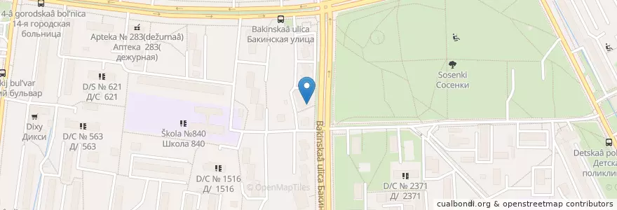 Mapa de ubicacion de The Kings en Russia, Distretto Federale Centrale, Москва, Южный Административный Округ, Район Царицыно.