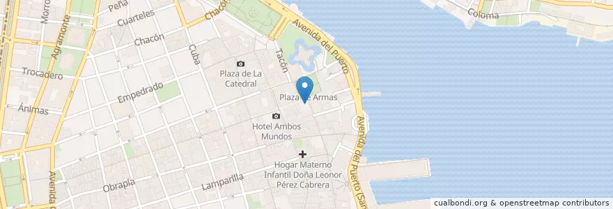 Mapa de ubicacion de Restaurante Plaza de Armas en キューバ, La Habana, La Habana Vieja.