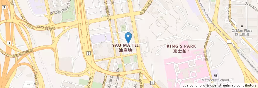 Mapa de ubicacion de 明記雞雜粥 en 中国, 广东省, 香港 Hong Kong, 九龍 Kowloon, 新界 New Territories, 油尖旺區 Yau Tsim Mong District.