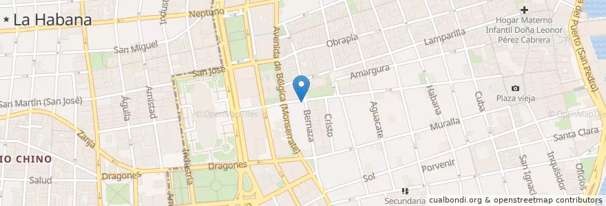 Mapa de ubicacion de Hanoi（推荐餐厅，但苍蝇太多） en 古巴, La Habana, La Habana Vieja.