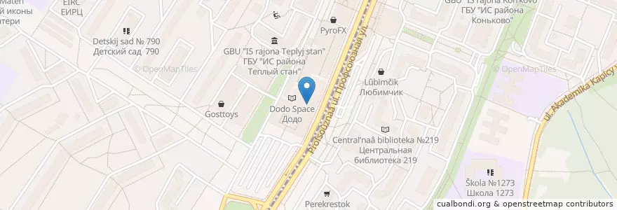 Mapa de ubicacion de WunderБар en Rusland, Centraal Federaal District, Moskou, Юго-Западный Административный Округ, Район Коньково.