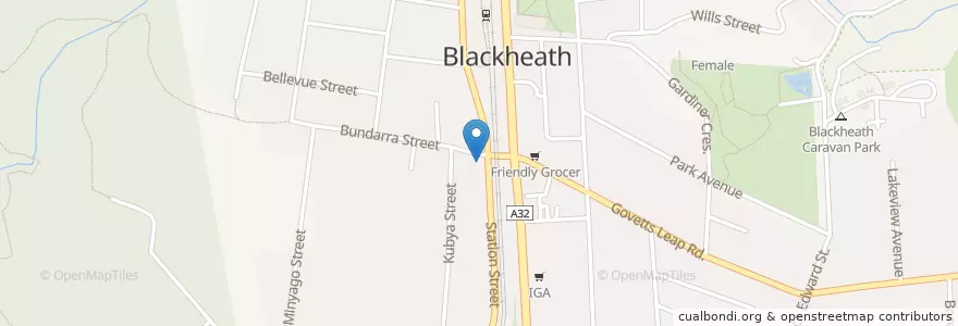 Mapa de ubicacion de Blackheath RSL en Australia, New South Wales, Blue Mountains City Council.