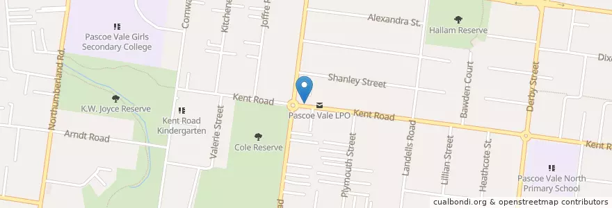 Mapa de ubicacion de Kent Road Pharmacy en Austrália, Victoria, City Of Moreland.