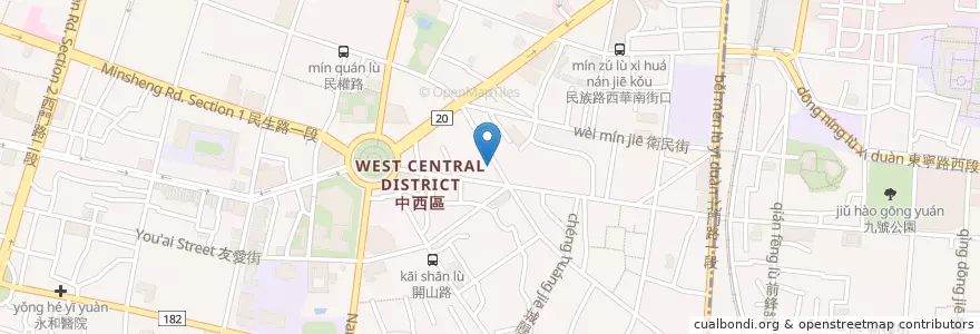 Mapa de ubicacion de 三元齋素食 en Taiwan, Tainan, 中西區.