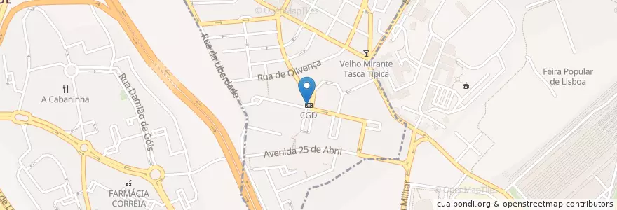 Mapa de ubicacion de Caixa Geral de Depósitos en Portugal, Área Metropolitana De Lisboa, Lisboa, Grande Lisboa, Odivelas, Pontinha E Famões.