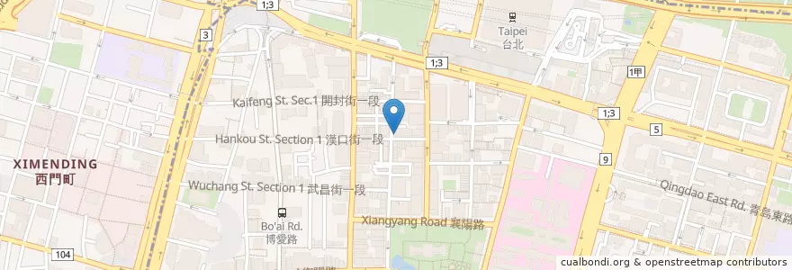 Mapa de ubicacion de 彌生軒 站前懷寧店 en 臺灣, 新北市, 臺北市, 中正區.