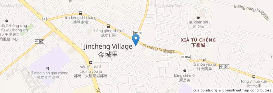 Mapa de ubicacion de 祕密拉麵 en 台湾, 台中市, 大里区.