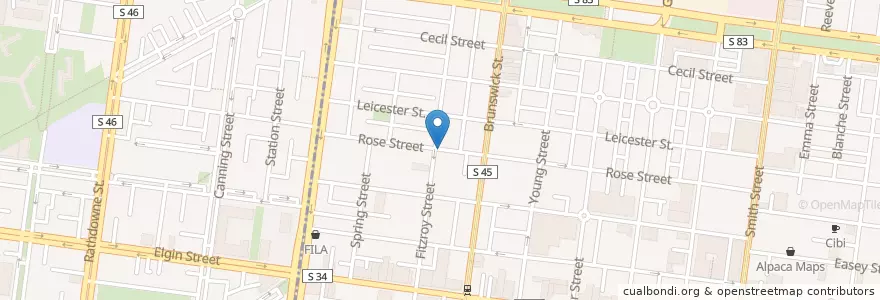 Mapa de ubicacion de Rose Street Corral en Australië, Victoria, City Of Yarra.
