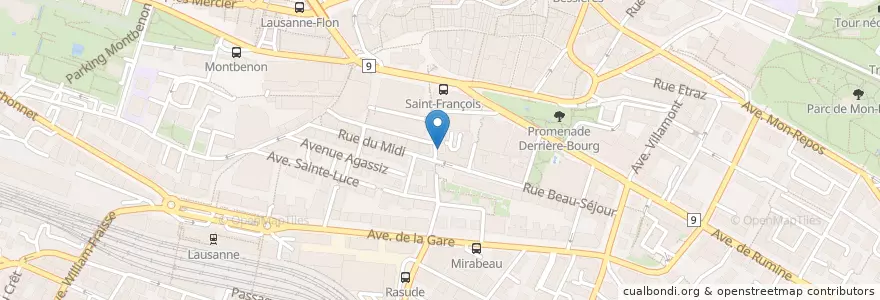 Mapa de ubicacion de Le Saxo en İsviçre, Vaud, District De Lausanne, Lausanne.