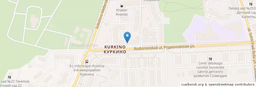 Mapa de ubicacion de Kitchen on your way en Russie, District Fédéral Central, Moscou, Северо-Западный Административный Округ, Район Куркино.
