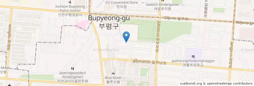 Mapa de ubicacion de 까페 오늘 en Corea Del Sur, Incheon, 부평구, 부평동.