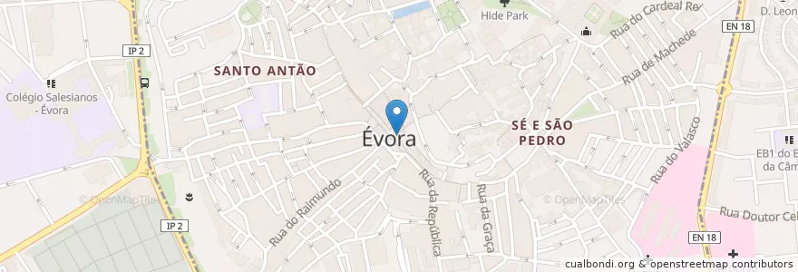 Mapa de ubicacion de Montepio geral en Португалия, Алентежу, Алентежу-Сентрал, Évora, Évora, Bacelo E Senhora Da Saúde, Évora.