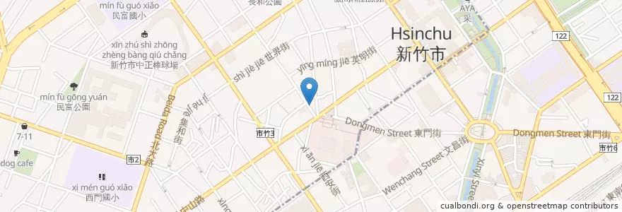 Mapa de ubicacion de 懶人披薩雞排 en 台湾, 台湾省, 新竹市.
