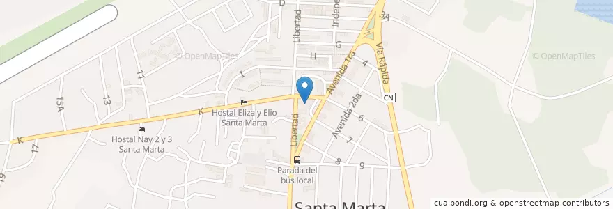 Mapa de ubicacion de Policlínico de Santa Marta en Kuba, Matanzas, Cárdenas.