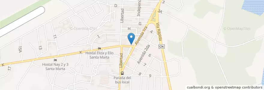 Mapa de ubicacion de Correo en Kuba, Matanzas, Cárdenas.