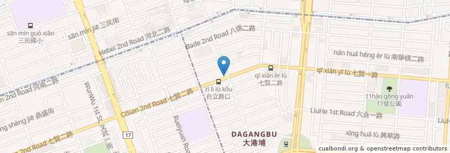 Mapa de ubicacion de 徐記醬鴨 七賢店 en 臺灣, 高雄市, 新興區, 三民區.
