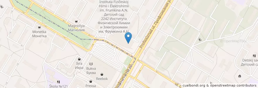 Mapa de ubicacion de Шоколадница en روسیه, Центральный Федеральный Округ, Москва, Юго-Западный Административный Округ, Район Черёмушки.