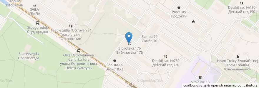 Mapa de ubicacion de Библиотека 176 en Russia, Distretto Federale Centrale, Москва, Юго-Западный Административный Округ, Район Коньково.