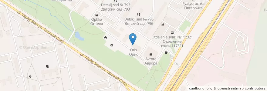 Mapa de ubicacion de Орис en Russia, Distretto Federale Centrale, Москва, Юго-Западный Административный Округ, Район Тёплый Стан.