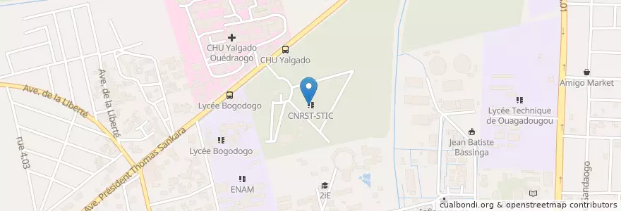 Mapa de ubicacion de CNRST-STIC en 布基纳法索, Centre, Kadiogo, 瓦加杜古.