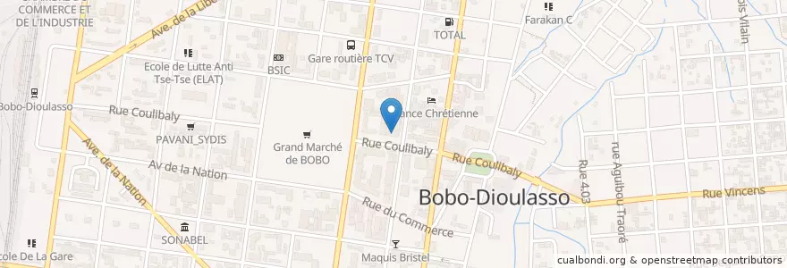 Mapa de ubicacion de Pharmacie Moderne en Burquina Faso, Hauts-Bassins, Houet.
