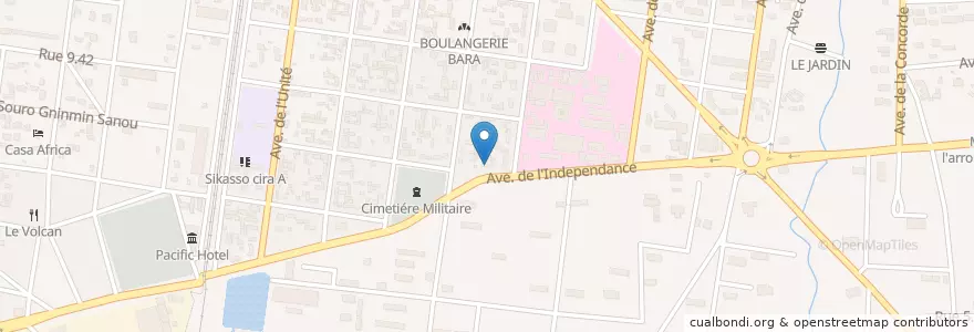Mapa de ubicacion de Pharmacie de l'Hopital en Burquina Faso, Hauts-Bassins, Houet.