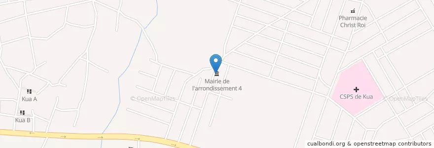 Mapa de ubicacion de Mairie de l'arrondissement 4 en بورکینافاسو, Hauts-Bassins, Houet.