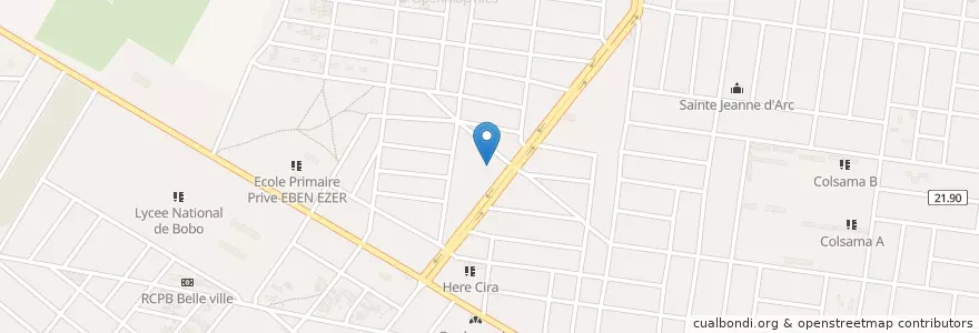 Mapa de ubicacion de Mairie de l'arrondissement 7 en Burkina Faso, Hauts-Bassins, Houet.