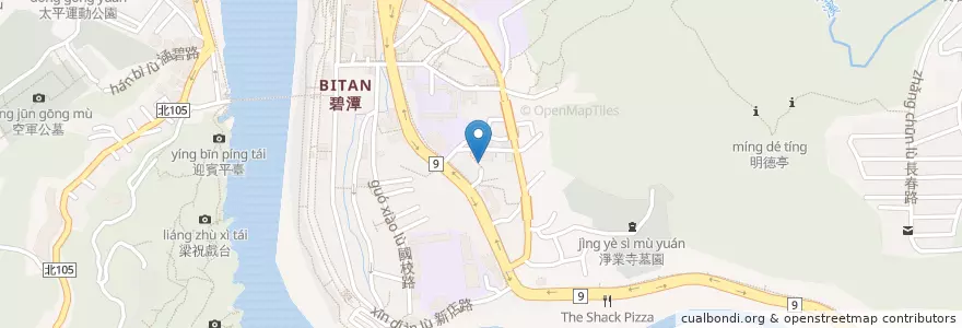 Mapa de ubicacion de 新店萬善堂 en 타이완, 신베이 시, 신뎬 구.
