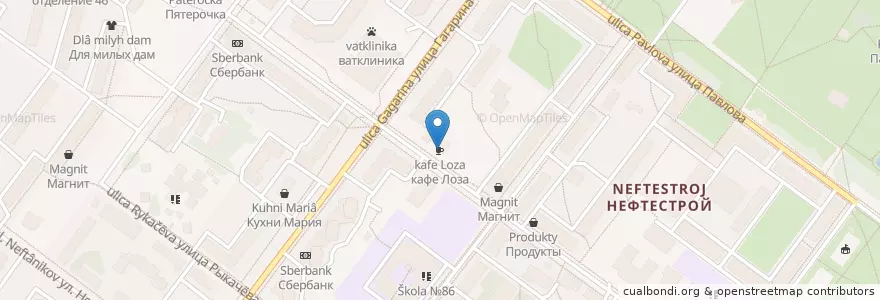 Mapa de ubicacion de кафе Лоза en Russie, District Fédéral Central, Oblast De Iaroslavl, Ярославский Район, Городской Округ Ярославль.
