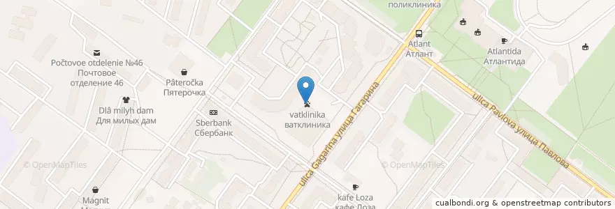 Mapa de ubicacion de ватклиника en Russia, Distretto Federale Centrale, Oblast' Di Jaroslavl', Ярославский Район, Городской Округ Ярославль.