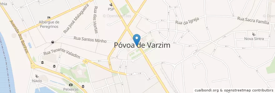 Mapa de ubicacion de Praça Café en Portekiz, Norte, Área Metropolitana Do Porto, Porto, Póvoa De Varzim, Póvoa De Varzim, Beiriz E Argivai.