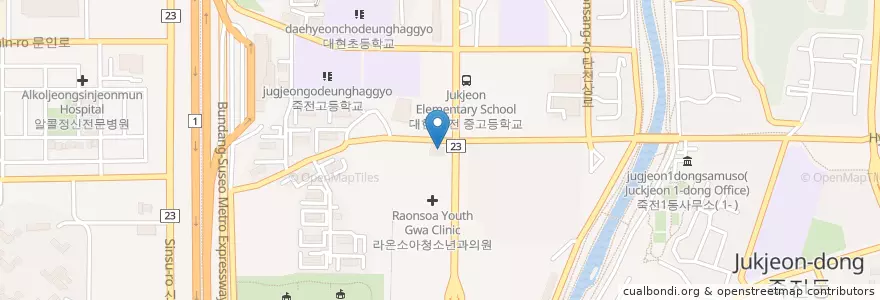 Mapa de ubicacion de 죽전현대셀프주유소 en 韩国/南韓, 京畿道, 龙仁市, 水枝區.